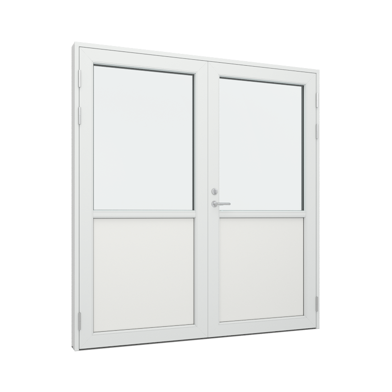 Dobbel Ytterdør / utgangsdør / inngangsdør med 1 fylling og 1 glassfelt 1 rute 1 rute Tre∕Alu 195B x 200H
