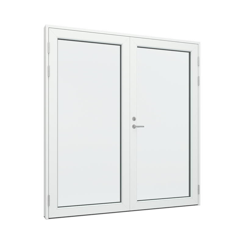Dobbel Ytterdør / utgangsdør / inngangsdør med 1 glassfelt 1 rute 1 rute Tre∕Alu 200B x 200H