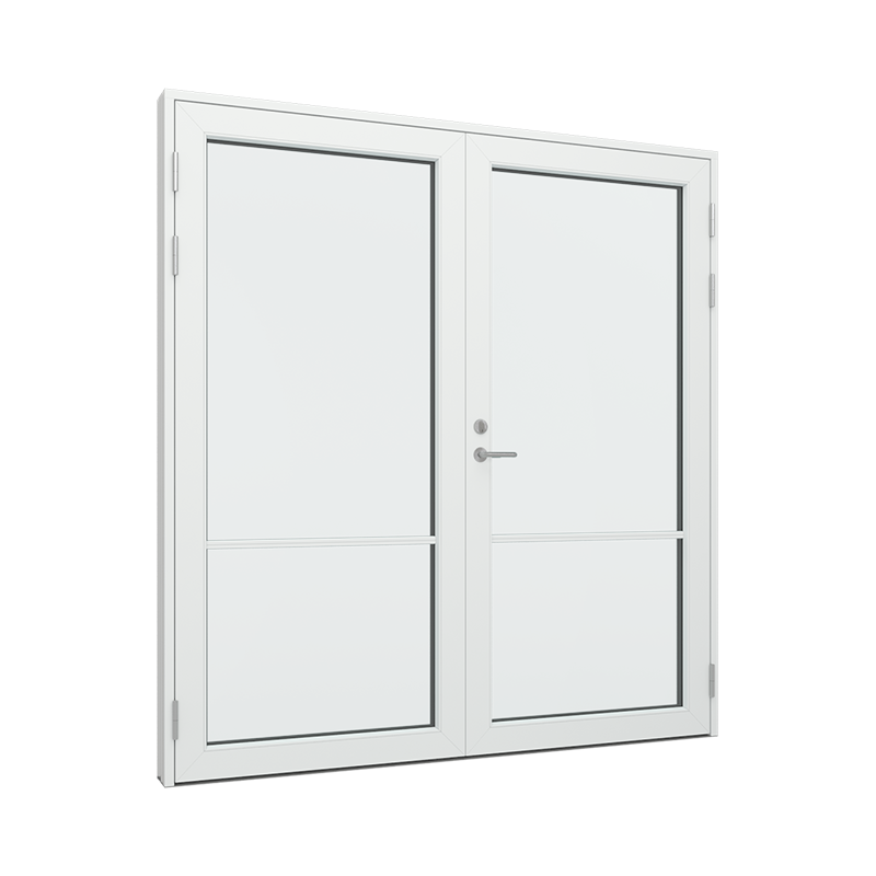 Dobbel Ytterdør / utgangsdør / inngangsdør med 1x2 glassfelt 2 ruter Tre∕Alu 200B x 200H