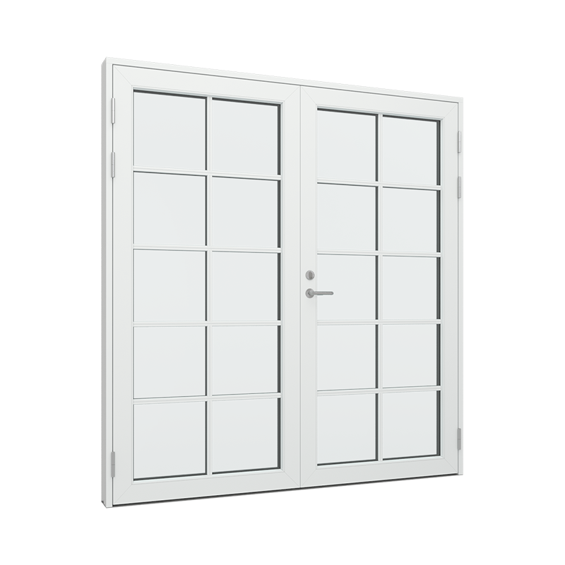 Dobbel Ytterdør / utgangsdør / inngangsdør med 2x5 glassfelt Tre∕Alu 200B x 200H