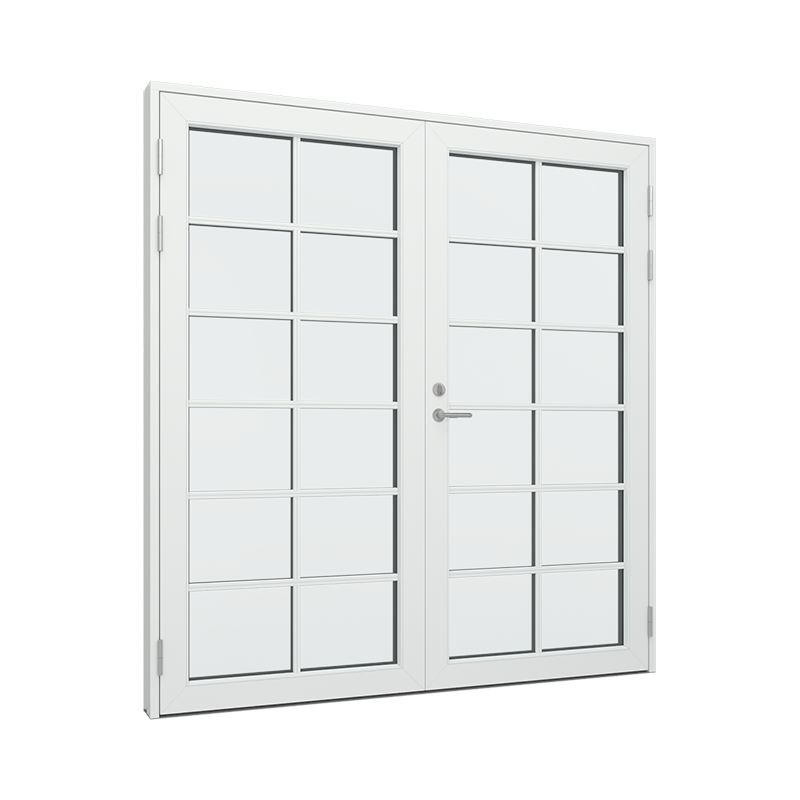 Dobbel Ytterdør / utgangsdør / inngangsdør med 2x6 glassfelt Tre∕Alu 200B x 200H