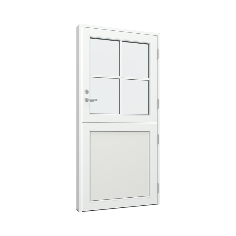 Stalldør / halvdør med 1 fylling og 2x2 glassfelt 4 ruter Tre∕Alu 99B x 200H