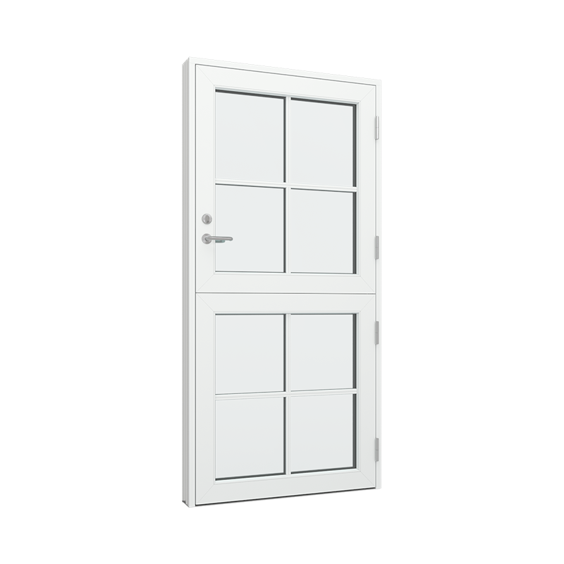 Stalldør / halvdør med 2x2 glassfelt 4 ruter Tre∕Alu 99B x 200H