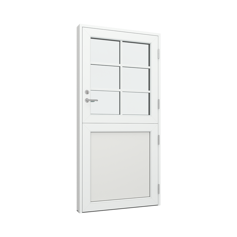 Stalldør / halvdør med 1 fylling og 2x3 glassfelt 6 ruter Tre∕Alu 99B x 200H