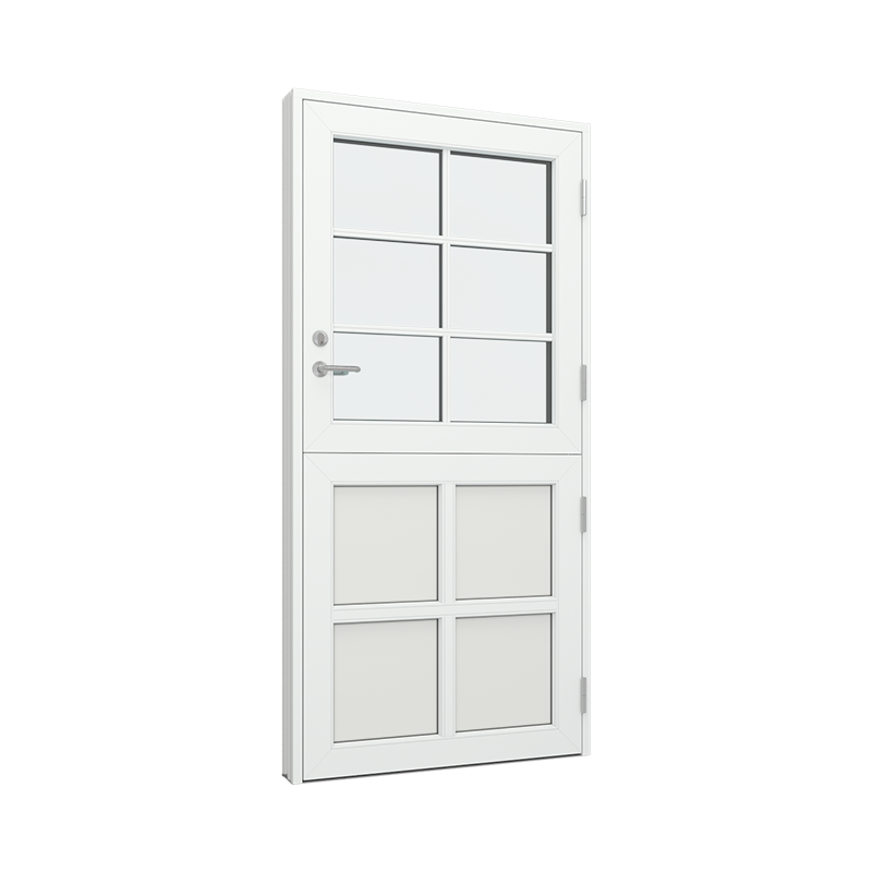 Stalldør / halvdør med 2x2 fyllinger og 2x3 glassfelt 6 ruter Tre∕Alu 99B x 200H