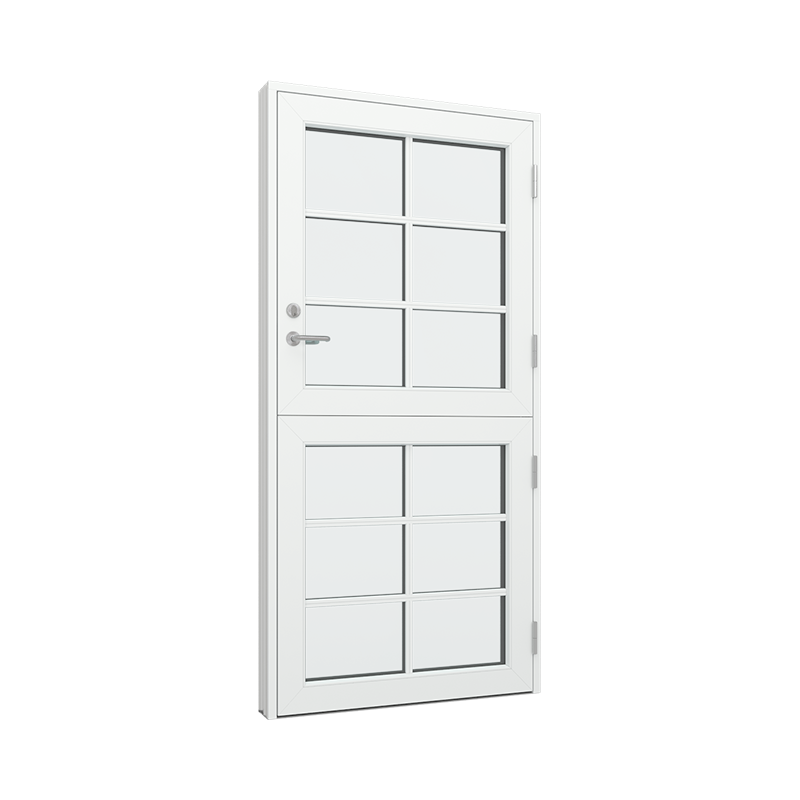 Stalldør / halvdør med 2x3 glassfelt 6 ruter Tre∕Alu 99B x 200H