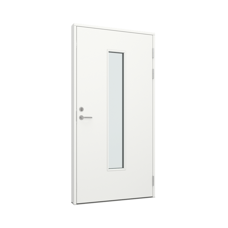 Ytterdør / utgangsdør / inngangsdør med vertikal glassfelt i midten Tre∕Alu 100B x 200H