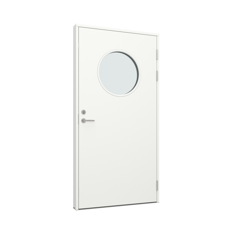 Ytterdør / utgangsdør / inngangsdør med stort sirkel glassfelt Tre∕Alu 100B x 200H