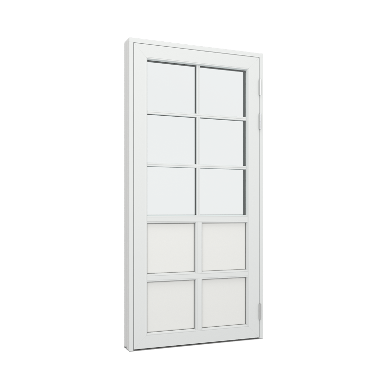 Balkongdør / hagedør / verandadør med 4 fylling og 2x3 glassfelt 6 ruterer Tre∕Alu 100B x 200H