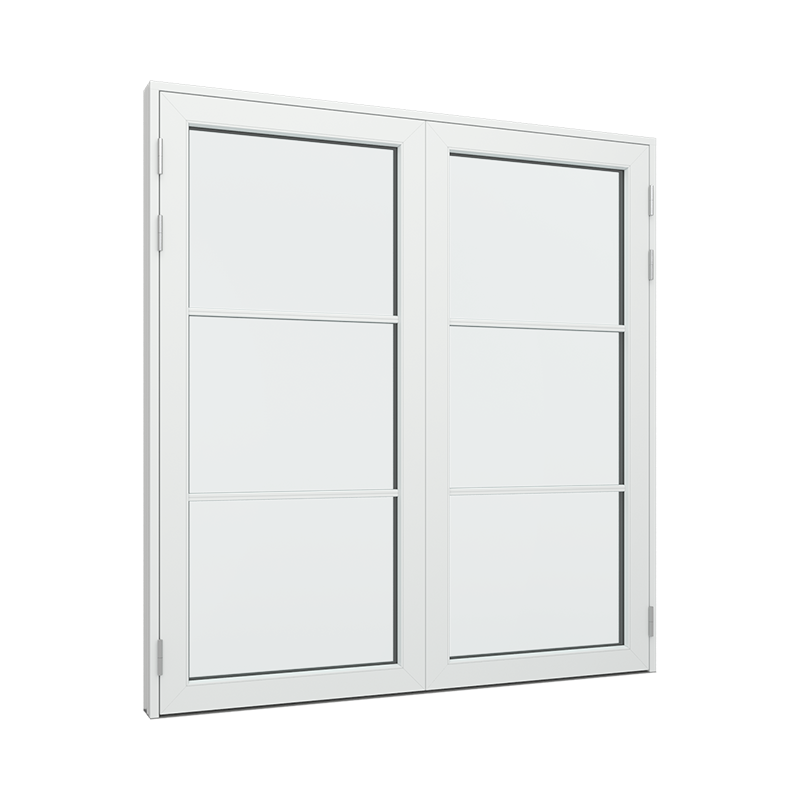 Dobbel Balkongdør / hagedør / verandadør med 1x3 glassfelt 3 ruter Tre∕Alu 180B x 200H