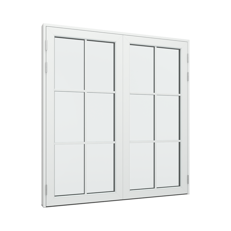 Dobbel Balkongdør / hagedør / verandadør med 2x3 glassfelt 6 ruter Tre∕Alu 180B x 200H
