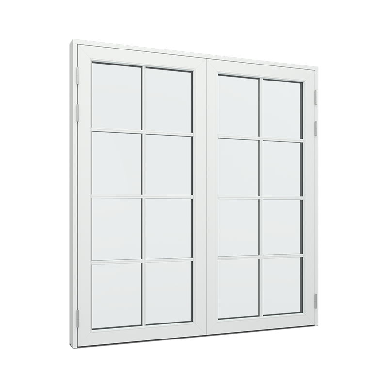 Dobbel Balkongdør / hagedør / verandadør med 2x4 glassfelt 8 ruter Tre∕Alu 180B x 200H