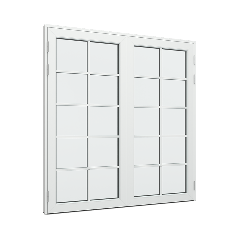 Dobbel Balkongdør / hagedør / verandadør med 2x5 glassfelt Tre∕Alu 180B x 200H