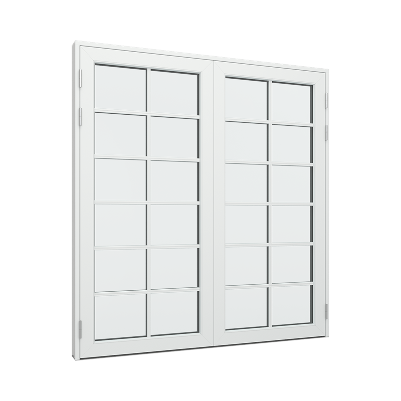 Dobbel Balkongdør / hagedør / verandadør med 2x6 glassfelt Tre∕Alu 180B x 200H