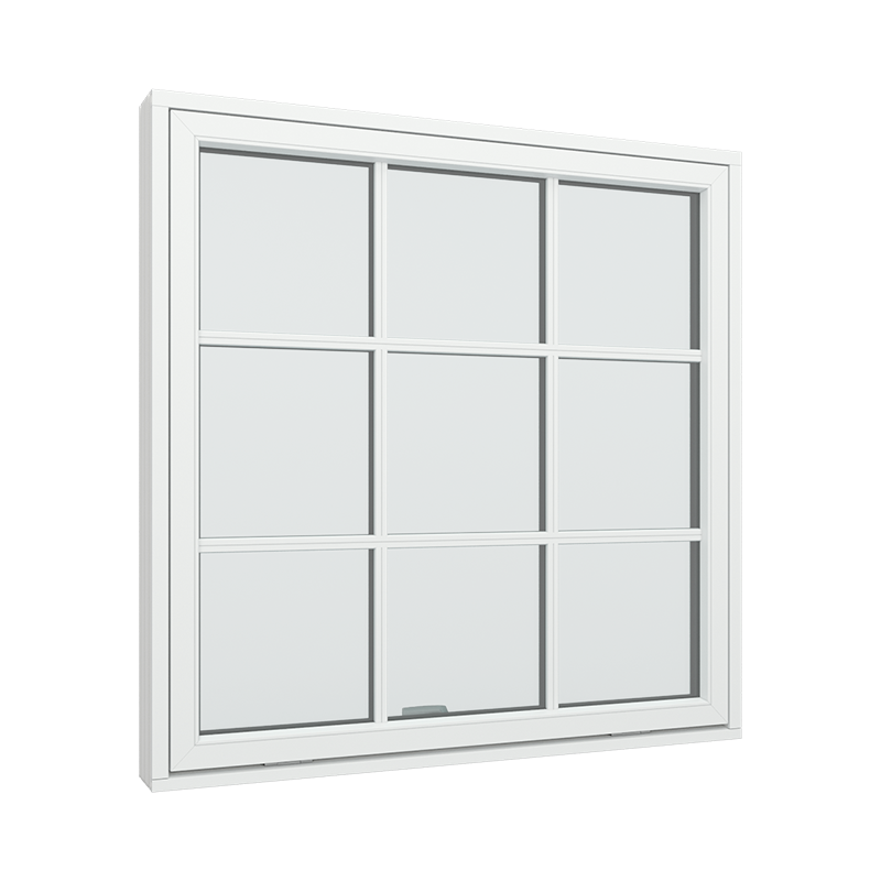 1-fags toppstyrt vindu med 3x3 glassfelt 9 ruter Tre∕Alu 120B x 120H