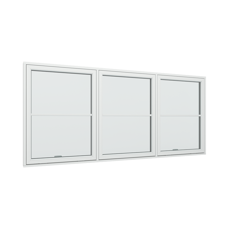 3-fags toppstyrt vindu med fast ramme i midten, 1x2 glassfelt 2 ruter Tre∕Alu 285B x 120H
