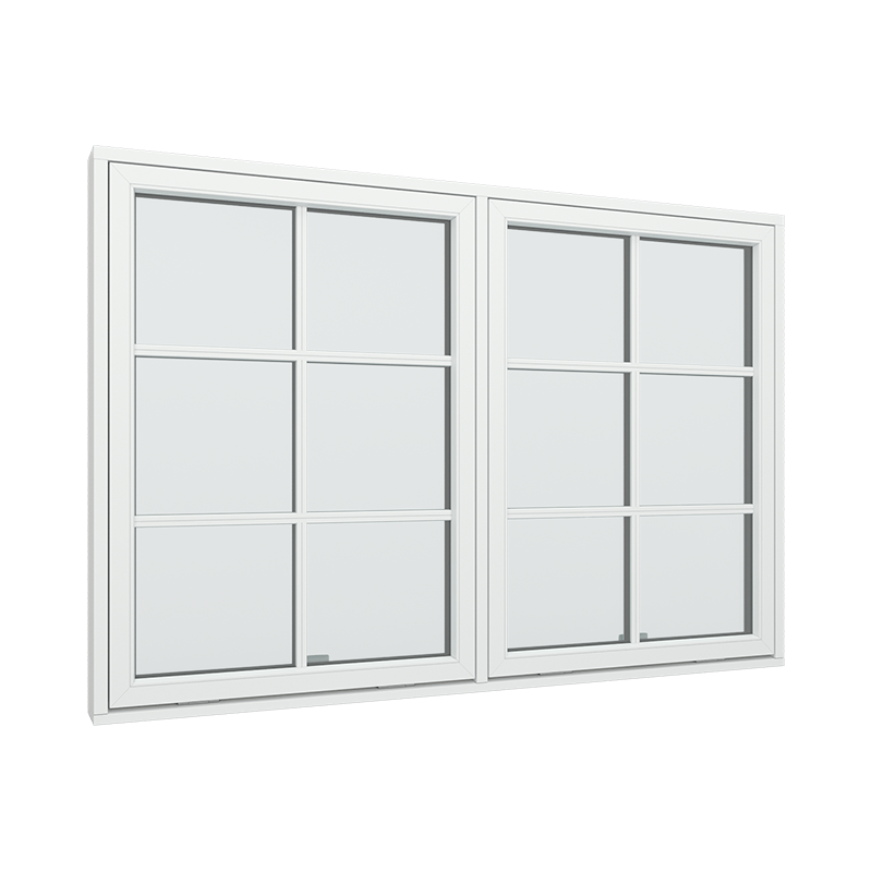 2-fags toppsving vindu med 2x3 glassfelt 6 ruter Tre∕Alu 190B x 120H
