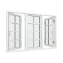 3-fags sidehengslet vindu med 2x4 glassfelt med fast ramme i midten thumbnail
