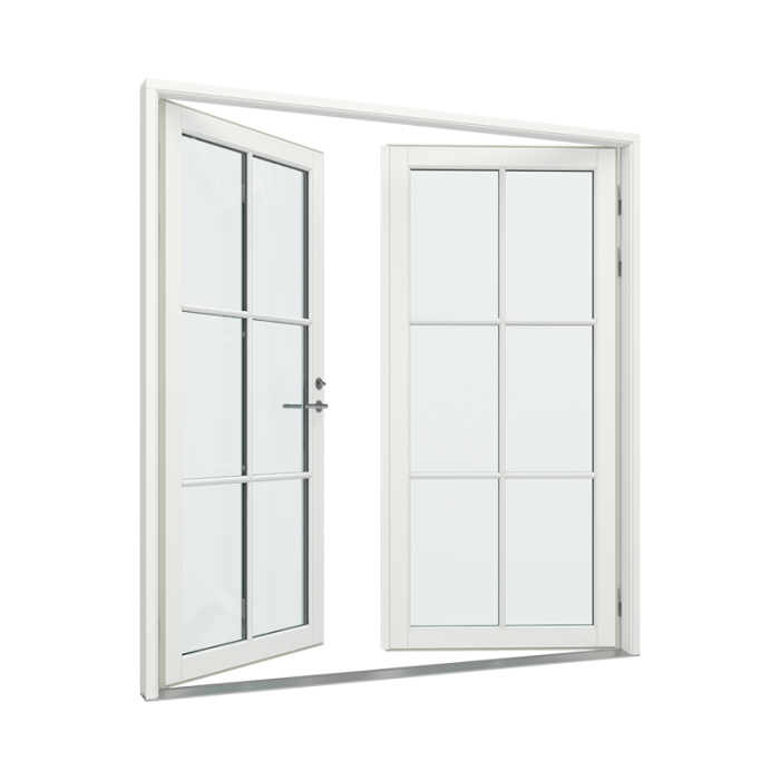 Dobbel ytterdør med 2x3 glassfelt