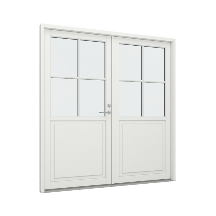 Dobbel ytterdør med 1 fylling og 2x2 glassfelt