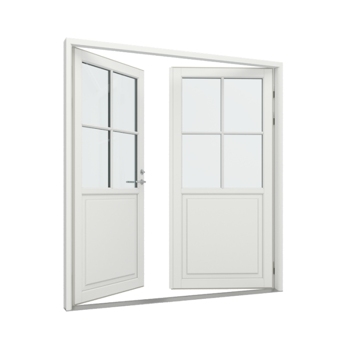 Dobbel ytterdør med 1 fylling og 2x2 glassfelt