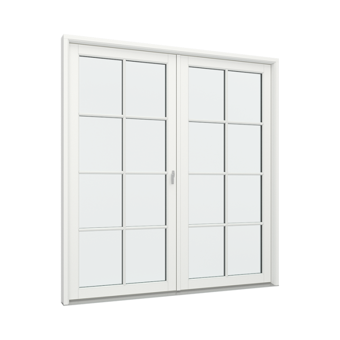 Dobbel balkongdør med 2x4 glassfelt