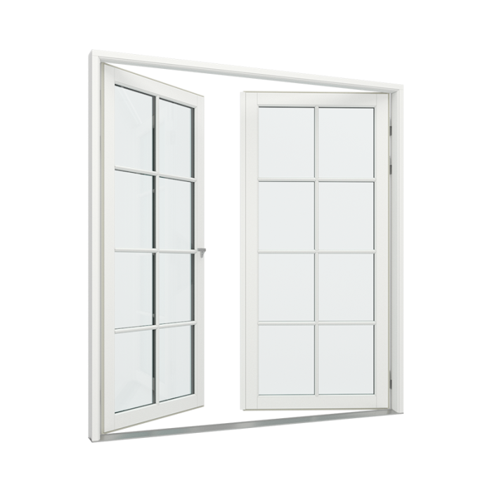 Dobbel balkongdør med 2x4 glassfelt