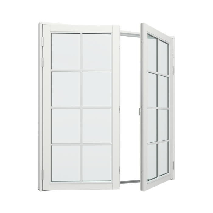 Dobbel balkongdør med 2x4 glassfelt