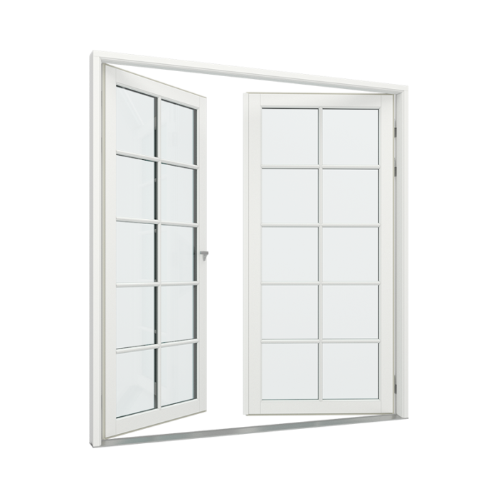 Dobbel balkongdør med 2x5 glassfelt