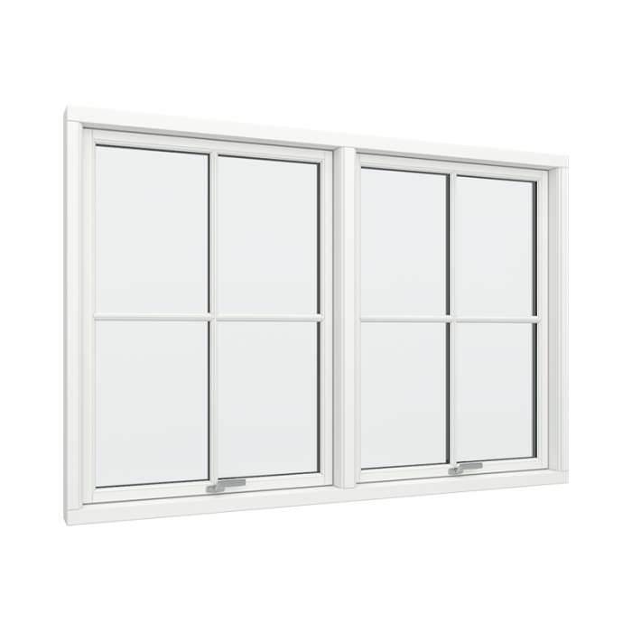 2-fags toppstyrt vindu med 2x2 glassfelt