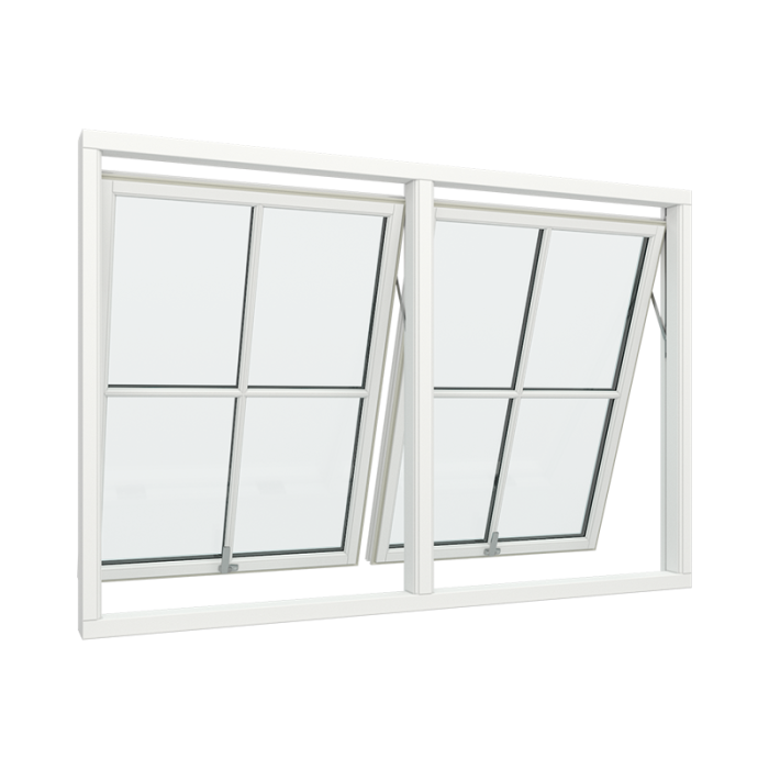 2-fags toppstyrt vindu med 2x2 glassfelt