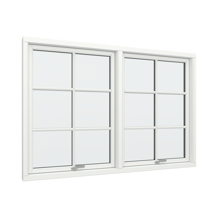 2-fags toppstyrt vindu med 2x3 glassfelt