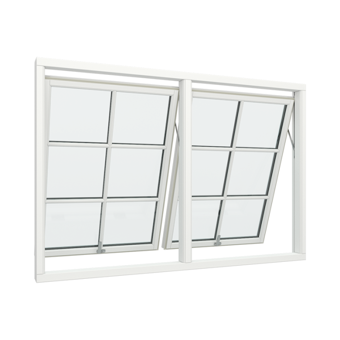 2-fags toppstyrt vindu med 2x3 glassfelt