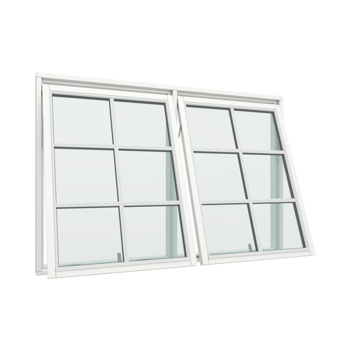 2-fags toppstyrt vindu med 2x3 glassfelt