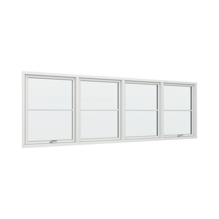4-fags toppstyrt vindu med fast ramme i midten med 1x2 glassfelt