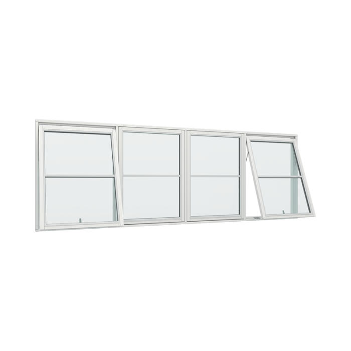 4-fags toppstyrt vindu med fast ramme i midten med 1x2 glassfelt