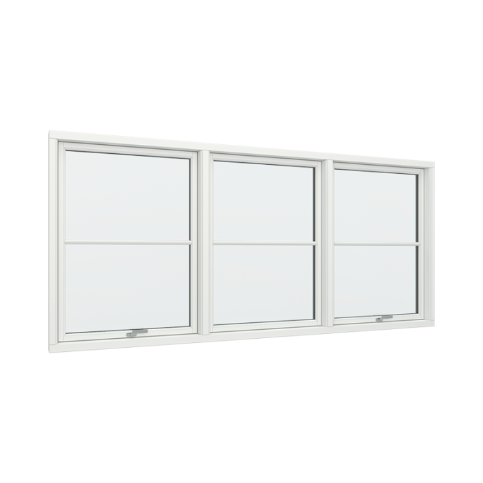 3-fags toppsving vindu med fast ramme i midten, 1x2 glassfelt