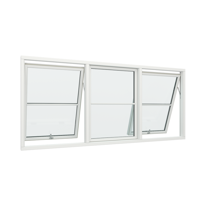 3-fags toppsving vindu med fast ramme i midten, 1x2 glassfelt