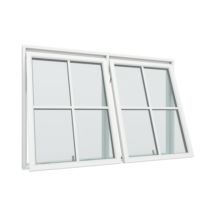 2-fags toppstyrt vindu med 2x2 glassfelt
