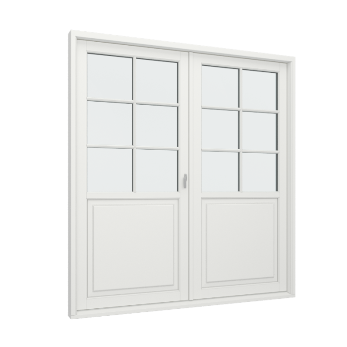 Dobbel balkongdør med 1 fylling og 2x3 glassfelt
