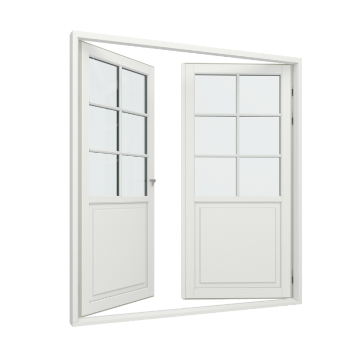 Dobbel balkongdør med 1 fylling og 2x3 glassfelt